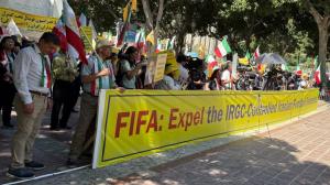 Los Angeles City Hall, June 10, 2026 - The US Representative Office of the National Council of Resistance of Iran (NCRI-US) holds a press conference to call on FIFA to expel Iran’s regime because of IRGC interference in sports and suppression of athletes.