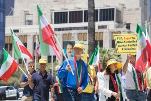 Los Angeles City Hall, June 10, 2026 - The US Representative Office of the National Council of Resistance of Iran (NCRI-US) holds a press conference to call on FIFA to expel Iran’s regime because of IRGC interference in sports and suppression of athletes.