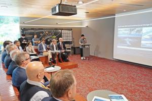 CEO JungWan Lee explaining the service in front of the delegation of European Union (EU) ambassadors to South Korea