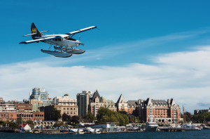 Harbour Air seaplane over Victoria