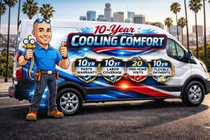 Licensed Canoga Park HVAC contractor Cooling By Design (License #1148982) offering AC installation, heating, commercial HVAC, and air quality services across the San Fernando Valley with 10-year warranty-backed workmanship.