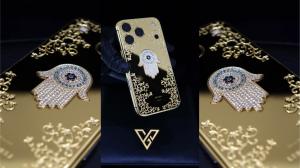 24K Gold iPhone 17 Pro Max with customised in luxury Diamond Logo