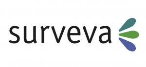 Surveva logo: the word "surveva" in black beside a teal, green, and blue petal mark.