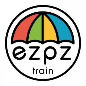 Logo: Umbrella over top of the words "ezpz train"