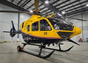 Front angle view of a new CT-153 Juno Helicopter as it sits in its new Southport hangar