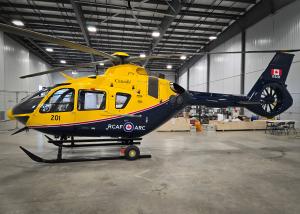 Side angle view of a new CT-153 Juno Helicopter in its new Southport hangar