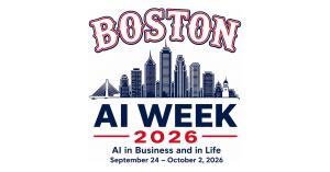 Boston AI Week 2026 logo with Boston skyline and Zakim Bridge: AI in Business and in Life, September 24–October 2, 2026