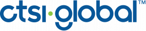Blue text logo saying CTSI-Global with a lime green dot separating the words. The lettering is in a lowercase, sans-serif design. The "g" is shaped like a circle with an arc below it, which is the design mark of the company. Logo is followed by the tradem