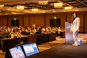Linda Paradis presenting Magnetic Tattoo Removal at the Vegas PMU Conference 2024