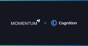 Momentum CRM and Cognition.io logos side by side, announcing the strategic integration partnership between the automotive CRM platform and enterprise intelligence platform