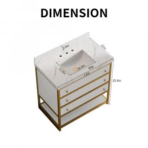 36-Inch Fluted Solid Wood Bathroom Vanity Dimensions