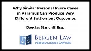 Featured image for a Lex Wire legal analysis by Douglas Standriff, Esq., exploring why similar personal injury cases in Paramus may produce significantly different settlement outcomes. The article examines the role of liability, comparative negligence, me