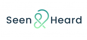 Seen and Heard in type with a green ampersand in between
