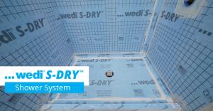 The wedi S-DRY Shower System, with system name written on photo.
