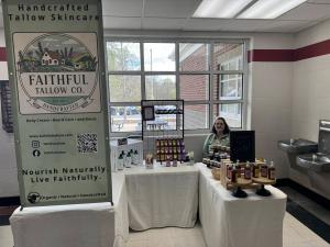 Faithful Tallow Co. Booth at an Event with the Owner Mandy Simmons