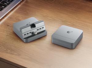 GuliKit TV-Dockingstation für Switch 2 in Silber mit kompaktem tragbarem Dock-Design