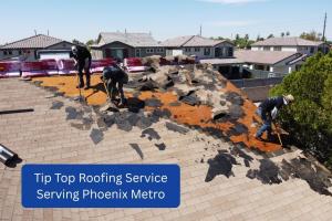 Tip Top Roofing Service crew completing a full roof replacement in Phoenix Metro AZ
