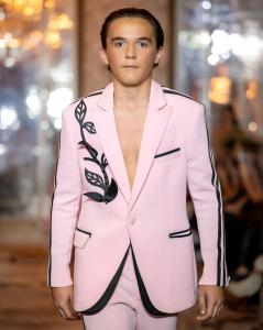 Santiago Saramago Model walking at Paris Fashion Week for designer Lloyd Arceo, marking a major milestone in his international fashion career.