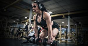 Dr. Marissa Andreou performs a dumbbell deadlift at Signature Gym in Belleville, NJ, during her first content shoot as an ANIMAL athlete.