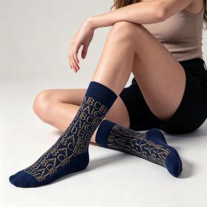 Custom Premium Monogram Alphabet Jacquard Crew Socks