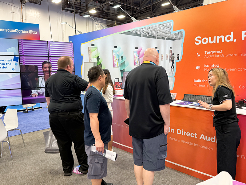 Audfly team discussing directional audio applications with industry professionals.
