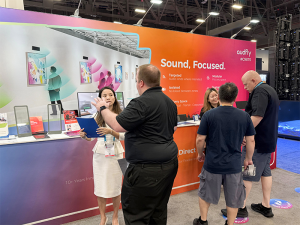 Commercial discussions around directional audio solutions at InfoComm 2026