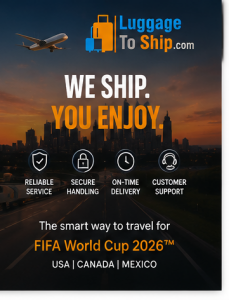 LuggageToShip.com travel solution helping FIFA World Cup 2026 fans travel stress-free across North America.