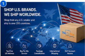 Global shoppers access U.S. retailers through ShipToBox.com's tax-free U.S. address and international delivery services.