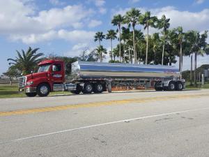 Lee Transport Systems fuel tanker truck on the road in Florida