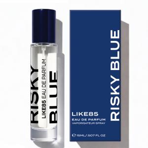 RISKY BLUE by LIKE85, a new NYC fragrance inspired by electric skin and modern marine notes.