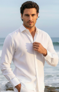 mens white linen shirts for beach wedding...