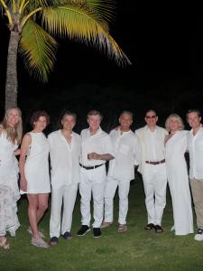Guests all dressed in white in Jamaica.