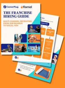 Three pages from The Franchise Hiring Guide, showing the cover, a flow chart and informational page.
