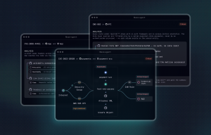 Maze Code UI showing AI agents tracing a vulnerability's exploit path from the internet to remote code execution.