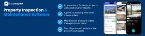 SnapInspect platform overview showing an end-to-end property inspection solution powered by AI, covering inspection reporting through to maintenance workflows.