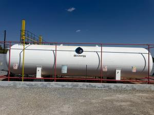Large White LPG Storage Tank with BB Energy logo