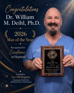 Dr. William Deihl of Doc Hypnosis holding his 2026 Top 100 Registry Man of the Year award for excellence in hypnosis.