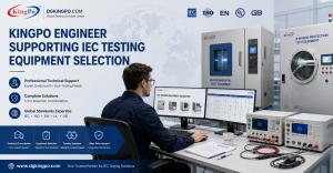 KINGPO engineer supporting IEC testing equipment selection for environmental testing, ingress protection testing and electrical safety test instruments