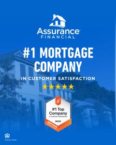Photo highlights Assurance Financial's recognition as #1 Mortgage Company in Customer Satisfaction, Mortgage Large Division, from Experience.com