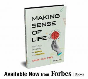 Book cover image of Making Sense of Life by Simin Cai, PhD; book launch announcement.