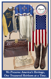 The cover of Margaret’s the Couture Cleaner’s new lookbook, showcasing a lifetime of expertise in restoring and preserving historic American textiles, military artifacts, vintage apparel, and luxury leather goods.