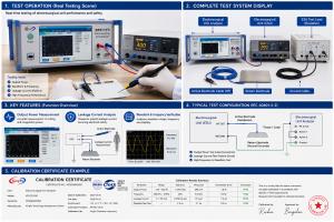 KINGPO ESU analyzer test system for IEC 60601-2-2 electrosurgical unit output power, leakage current, waveform verification and calibration documentation.