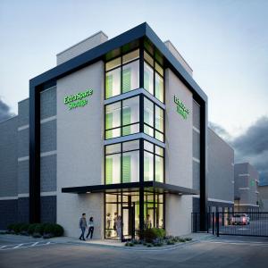 a rendering of a self storage project with Extra Space Storage branding on the front.
