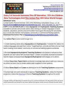 ACTION PLAN - New Technologies (Aquaponics and Hydroponics) Will Solve World Food Shortages, Hunger, Starvation. Download this Action Plan at MarketingConsultantsGroup.com/action-plan