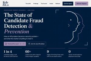 Hero image from Kyle & Co.'s Candidate Fraud Detection & Prevention research landing page featuring the report title, "The State of Candidate Fraud Detection & Prevention," with the subtitle "How an HR problem became a security problem—and what the market