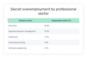 Secret overemployment by professional sector
