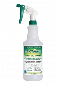 Front view of the 3E Cleanz™ 16-ounce multi-surface cleaner spray bottle, the flagship product powered by Good Planet Products' proprietary EBS187™ bio-solvent technology.