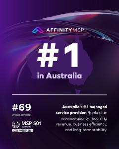 Affinity MSP has been ranked #1 in Australia — and #69 in the world — on the 2026 MSP 501 by MSP Summit.