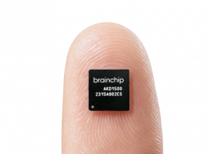 AKD1500 Neuromorphic Chip from BrainChip on a finger tip