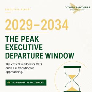 Cowen Partners Research Finds Corporate America Facing a 2029 Executive Leadership Cliff